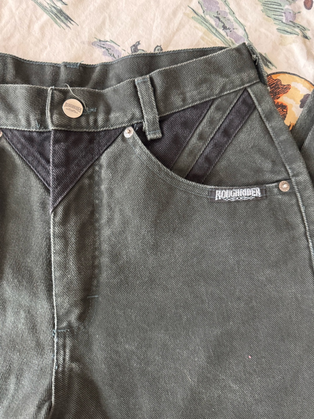 🖤💚🦚Vintage Dark Green Roughrider Jeans🦚💚🖤